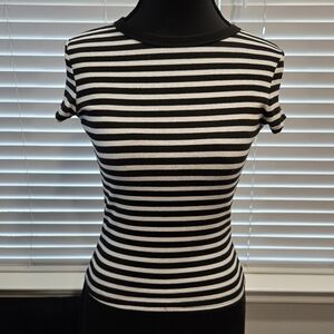 Gothic/Emo Black and White Striped Women's Top